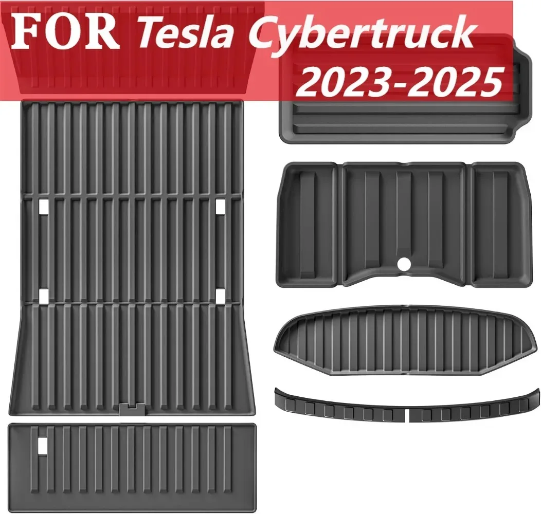 Adatto per tappetini e rivestimenti per pavimenti Tesla Cybertruck 2023-2025 Cuscinetti antiscivolo Protezione TPE 1a e 2a fila Tappetini per auto Interni
