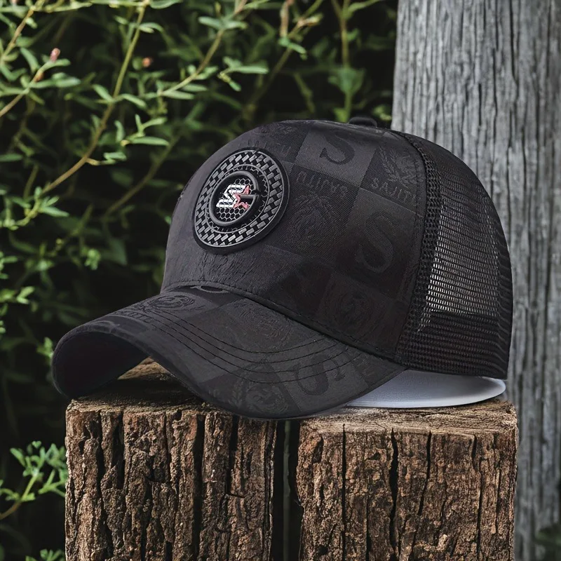 1 Stück modische Baseballkappe für Herren – atmungsaktives Mesh, Snapback, Schwarz/Rot, Outdoor-Reisen – Detail 5