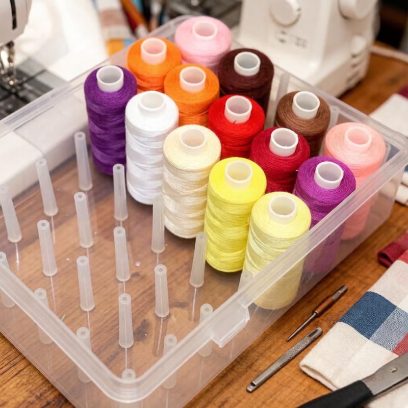 42 Spool Sewing Thread Sorting Box, Portable Large Capacity Needle & Thread Holder, Hand-Held Sewing Organizer
