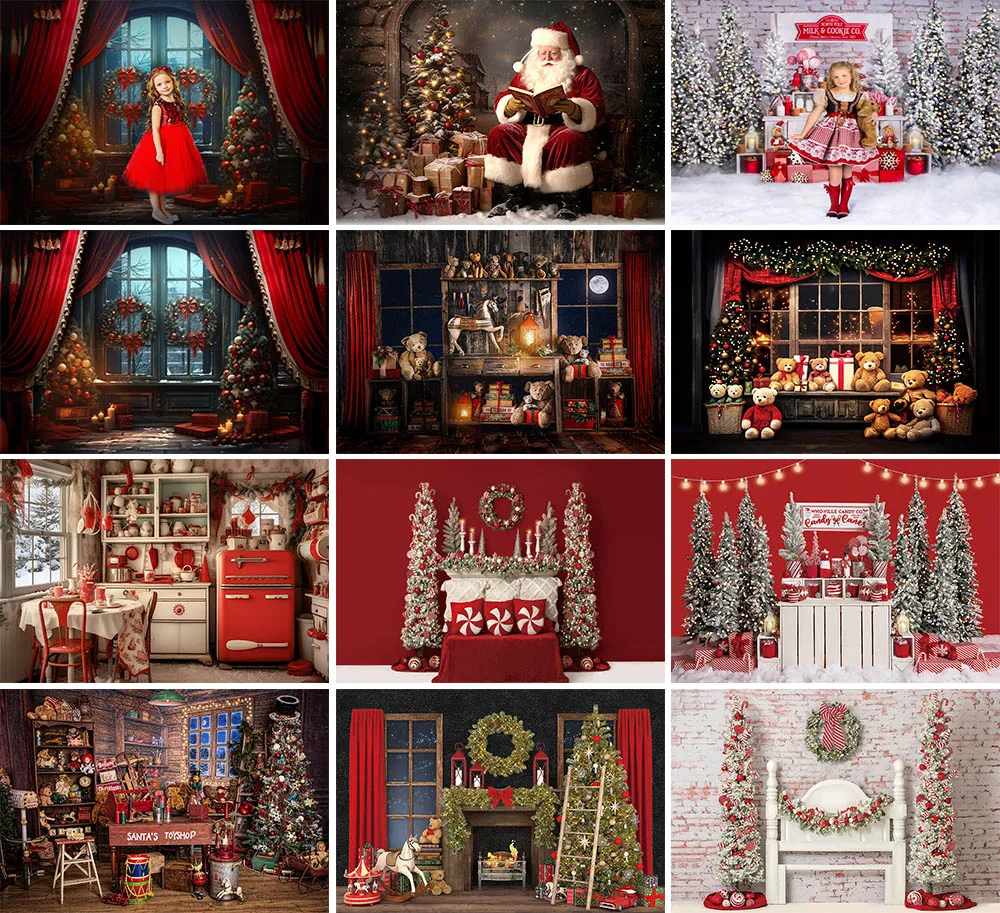 

Классические Красные Рождественские фоны Mehofond камин дерево фон горячий какао Бар Декор фотосессия Фотография Девушка портрет реквизит