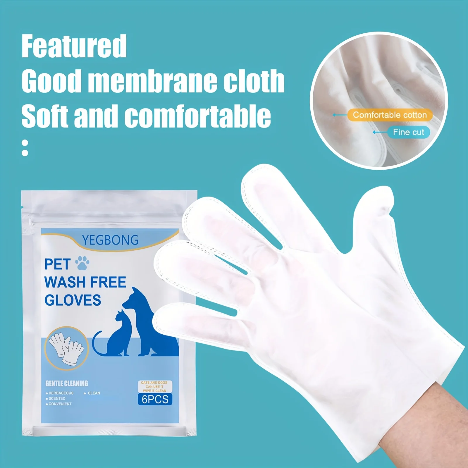 Pet Cleaning Gloves,All Breed Sizes,Hygienic Easy to Use, Convenient and Practical,with Effectively Remove Hair and Dirt for Pet