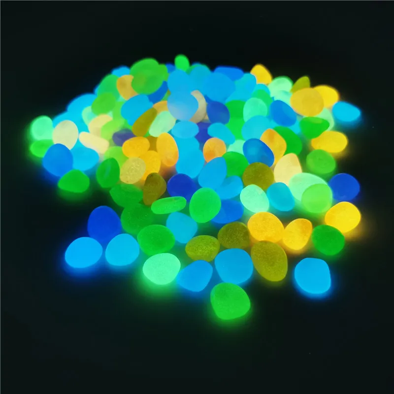 Outdoor Luminous Stones Glow In Dark Garden Pebbles Fish Tank Decoration Pebble Rocks Aquarium Mix Color 50/100pcs
