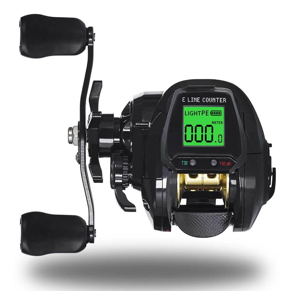 Alarma Digital de mordida 7,2: 1, Baitcasting carrete de pesca, línea de contador, posición de profundidad, aleación de aluminio, mano izquierda/derecha, aparejos de carrete de pesca