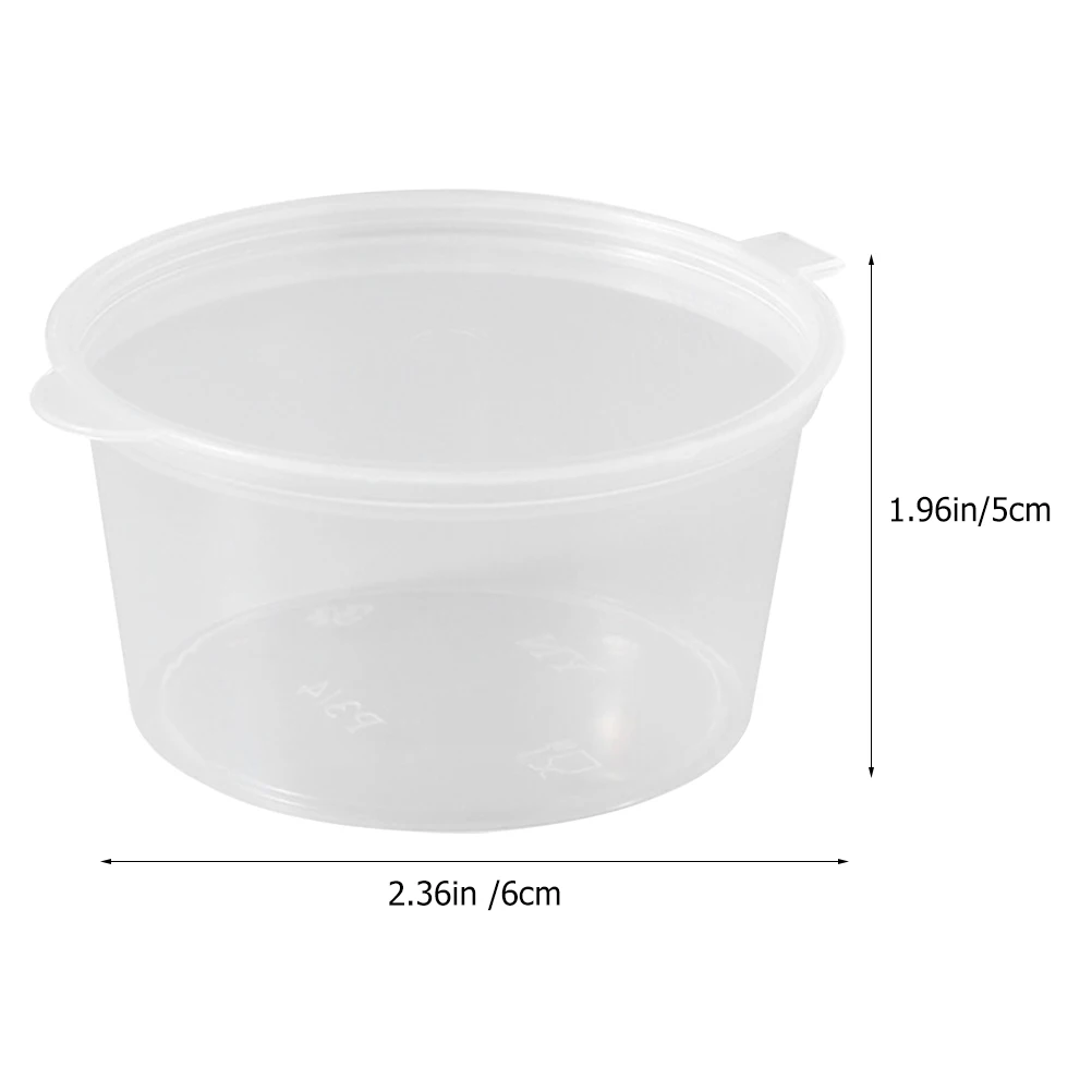 100pcs 50/100ml Disposable Plastic Takeaway Sauce Cup Condiment Container Food Packing Box Pigment Paint Box With Lids 6