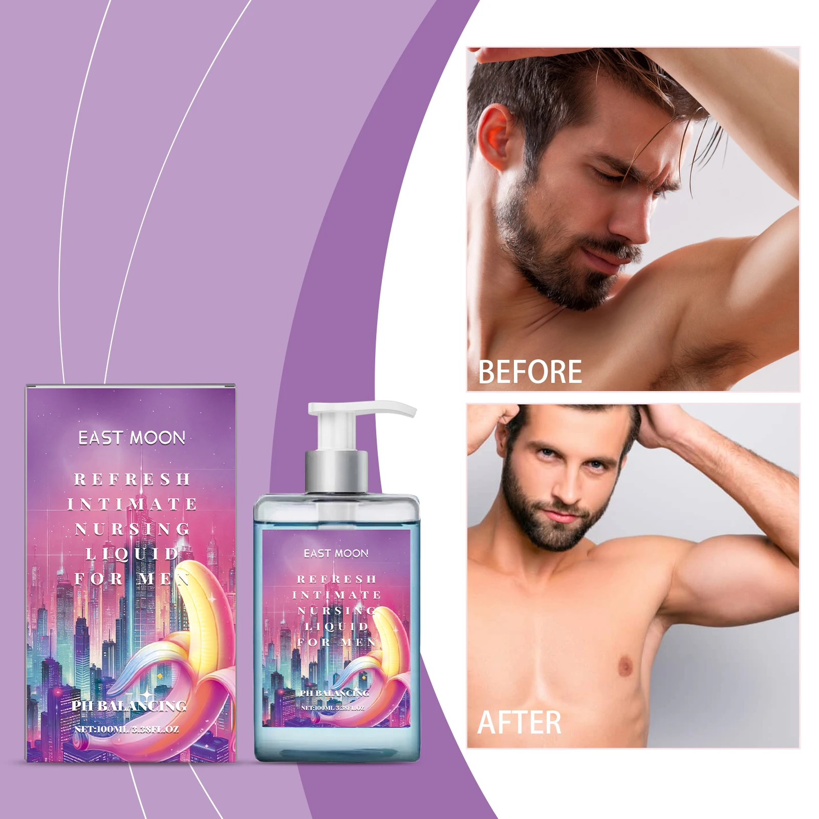 Gel doccia rinfrescante da uomo East Moon con odore corporeo, profumo detergente e duraturo, cura della pelle, idratante e bagno 2