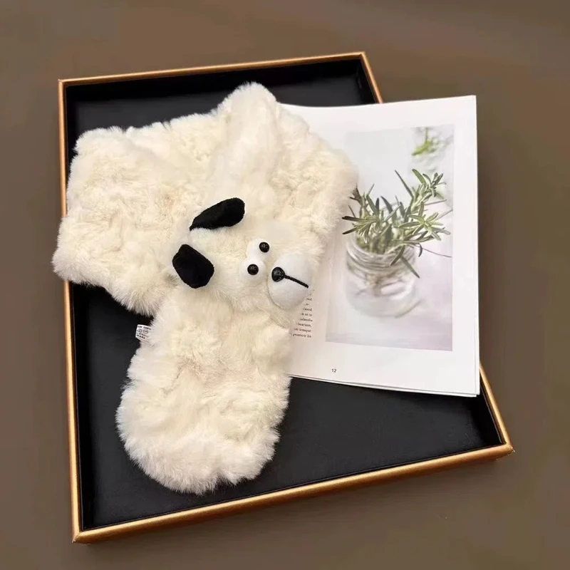 Autumn Winter Scarf New Imitation Rabbit Hair Children's Scarf Baby Boys Girls Plush Little Bear Neck Warm Scarves Pure Color