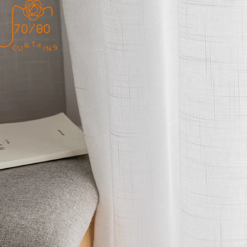 

Японские белые Экологичные оконные шторы из хлопка и льна для гостиной и балкона
