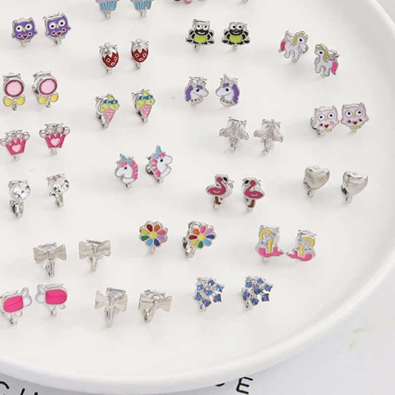 28 Pairs Assorted Animal Non-Piercing Earring for Women Girls Clip on Earrings
