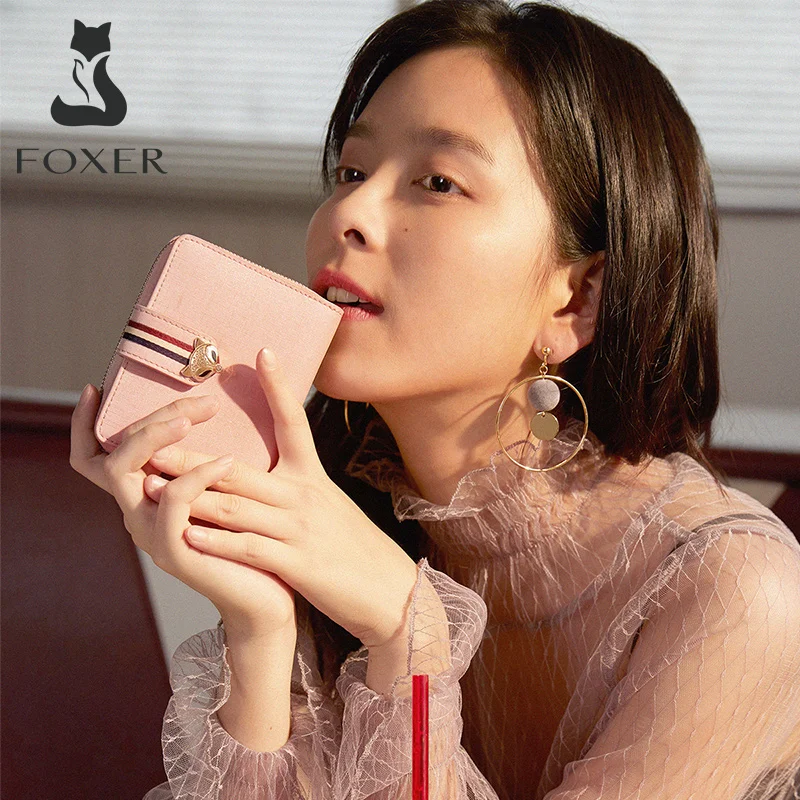 FOXER Valentine's Day Gift Women Luxury Short Wallet Split Leather Coin Purse Lady Money Bags Fashion Female Card Holder ID Case images - 6