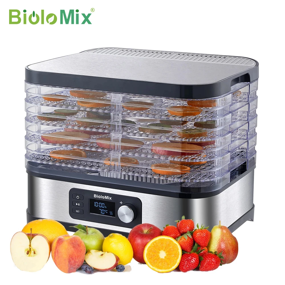 BioloMix BPA FREE 5 Trays Food Dryer Dehydrator with Digital Timer and