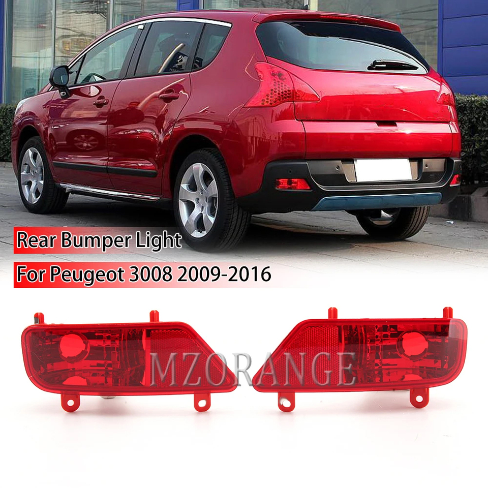 Rear Bumper Light Cover for Peugeot 3008 2009-2016 Rear Bumper Reflector Rear Fog Light Lamp Cover Case Car Accessories
