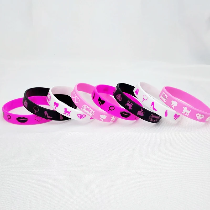 Miniso Barbie Party Silicone Bracelet Theme Party Decoration Supplies Adult Children Fashion Pink Bracelets Birthday Present