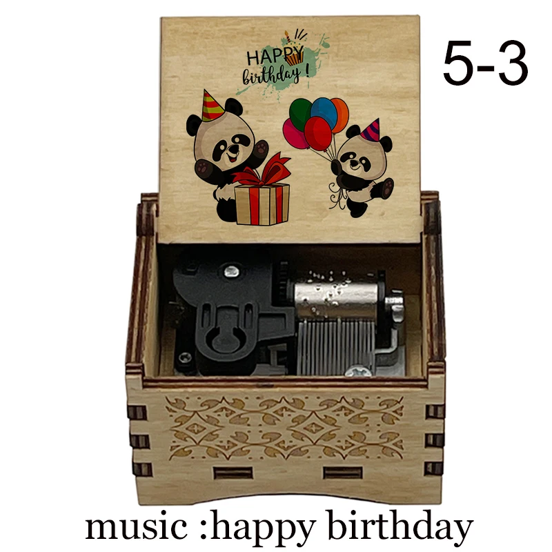 creative color print Music Box music happy birthday mechanical Musical Box Decorative Boxes kids wife girlfriend Birthday Gift 5
