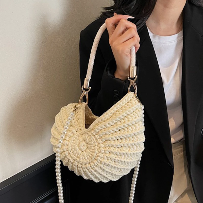 Conch Shell Acrylic Clutch Purse - Gold Fashion Evening Bag With Chain Strap