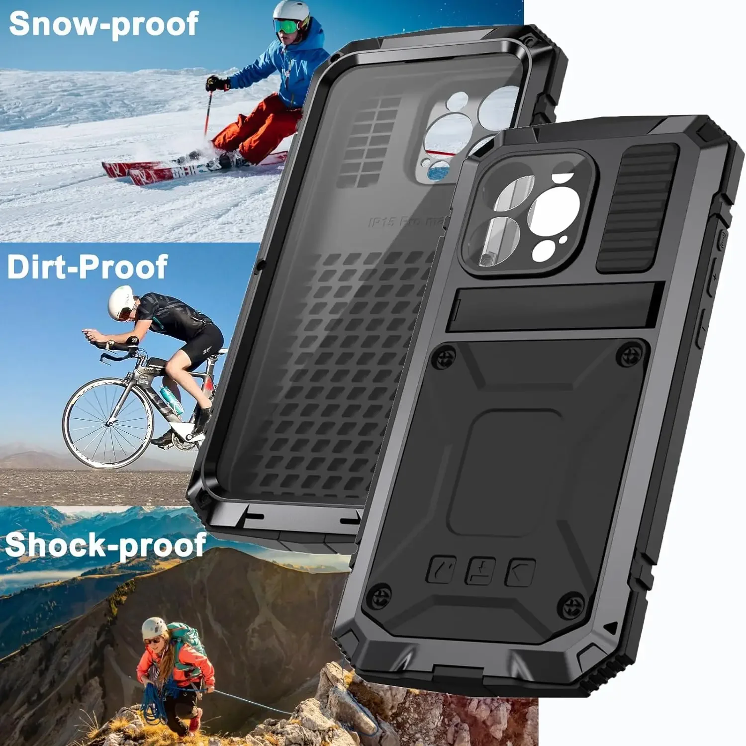 

High quality shock-proof aluminum-silicon metal case for iPhone 15 14 Plus 13 12 11 Pro Max full scratch-proof screen protector