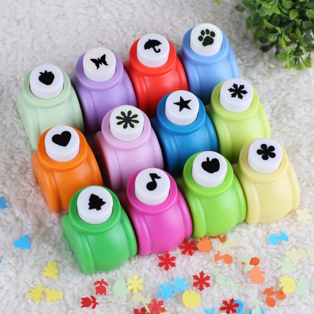 12PCs Hole Puncher Mini Scrapbooking Machine For Kids Paper Cutter