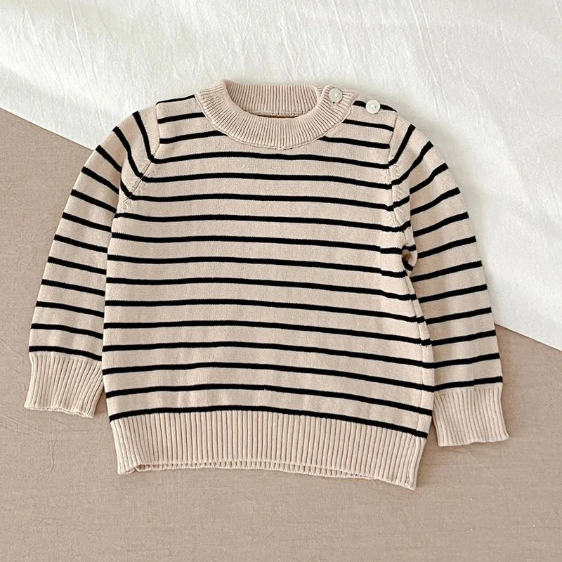 Autumn Winter Kids Sweater Toddler Baby Girl Boys Knitting Pullover Tops Long Sleeved Stripes Newborn Baby Boys Girls Sweater