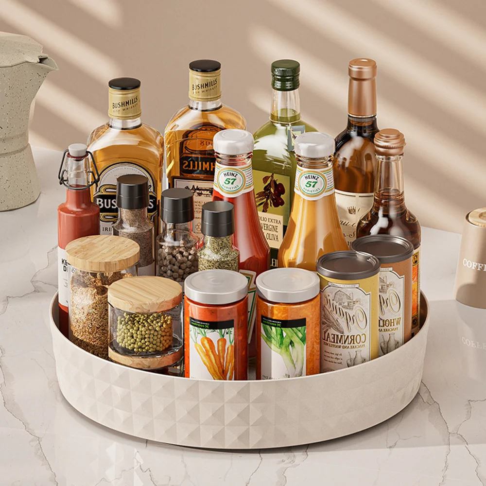 360 Rotating Seasoning Storage Rack Multifunction Pantry Cabinet Turntable for Cosmetic Kitchen Accessories Spice Organizer Tray 4