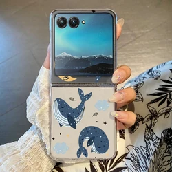 Ocean Shark Whale Pattern Clear Shockproof Hard Folding Phone Case for Motorola Razr 60 (A973 Transparent)