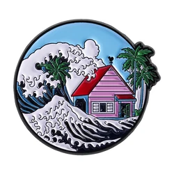 Ukiyo - e Wave Enamel Pin: Ramen Shark Cat Brooch Accessory Gift (QHXZ4944)