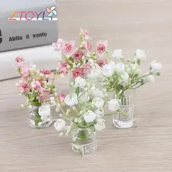 1 Pc 1:12 Dollhouse Miniature Jasmine Flower Vase Set Model Decor Accessories