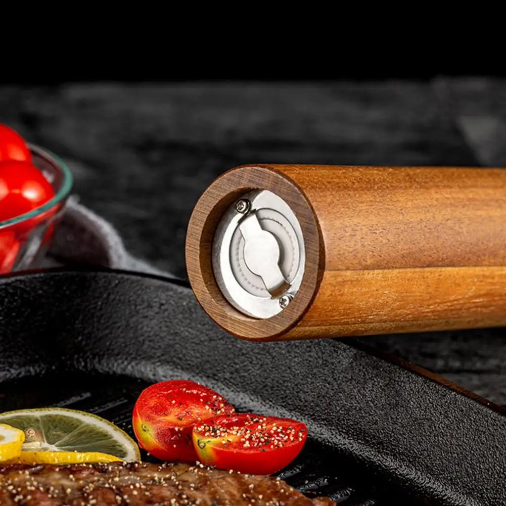 8 Inch Acacia Wood Salt Pepper Grinder Household Manual Seasoning Bottle Adjustable Tightness Pepper Grinder Kitchen Tool