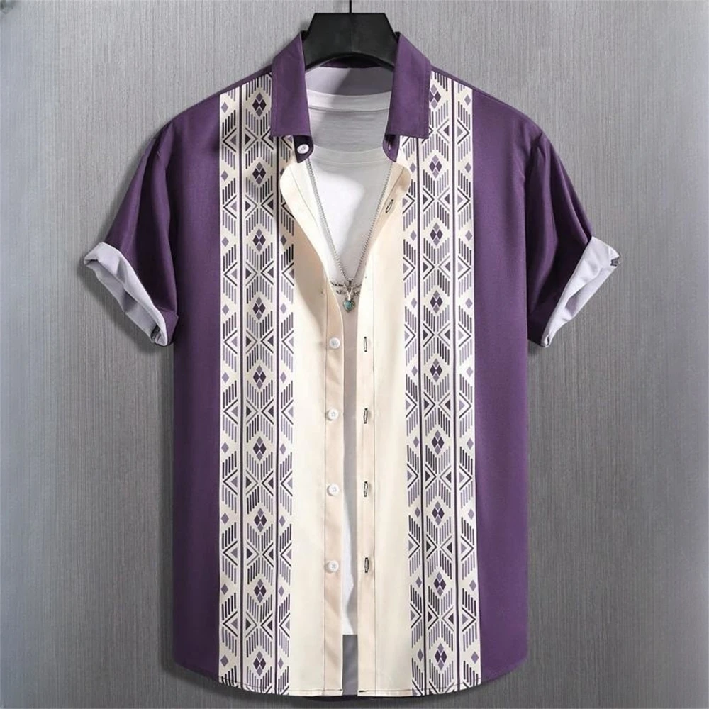 Summer Hawaiian Men's Shirt Bowling Cuff Long Sleeve Shirt Comfortable Casual Outdoor Street Short Sleeve Button Top