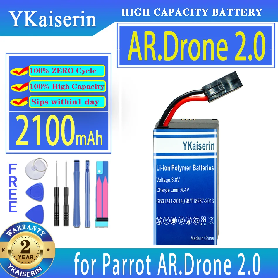 Batteria Di Ricambio Ykaiserin 2100Mah Per Parrot Ar.Drone 2.0 Quadcopter Lungo Tempo Di Volo