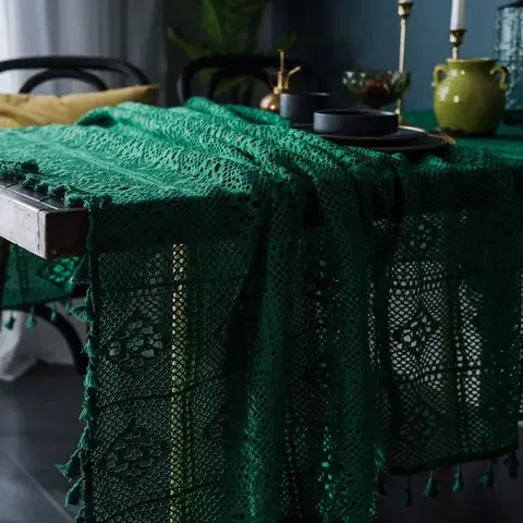 

Decorative Hollow Tablecloth Lace Rectangular Tablecloths Dining Table Cover Obrus Tafelkleed mantel mesa nappe