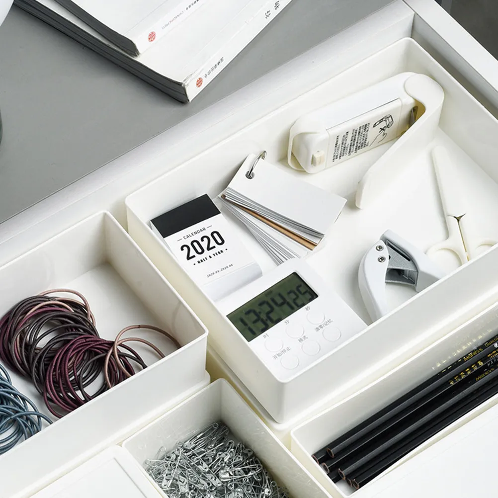 2개 세트 서랍 정리함 플라스틱 고급 소재 라벨 부착 컴팩트 박스 가정 및 사무..