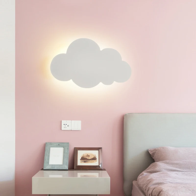 LED Cloud Wall Lamp Baby Room Bedroom Living Dining Room Attic Creative Warm Decoration Touch Switch AC220-230V