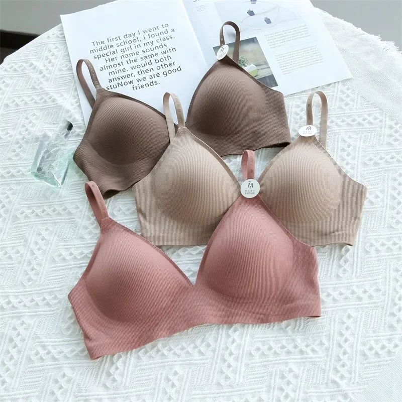 

New Creative Girl Bra Women's Small Breasts Show Large Upper Support No Underwire Lace Side Folding Single-piece Bra