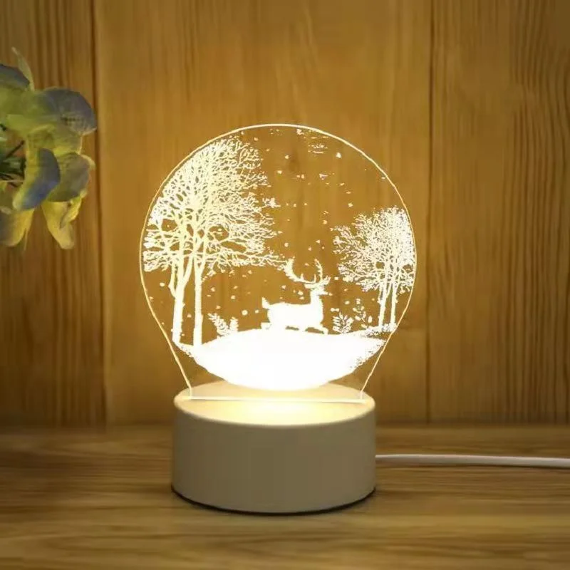 Hot 3D Stereo Illusion Night Light Creative Cartoon Mini Warm Acrylic Led Table Desk Lamp Moon Dinosaur Decoration Night Lamp 3d night light