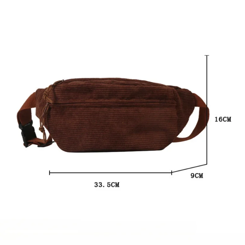 Corduroy Women Waist Bag Canvas Student Shoulder Crossbody Chest Bag 2026 Fanny Pack Fashion Phone Banana Female Bum Belt Bags