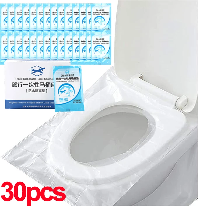 10/30pcs Portable Disposable Toilet Seat Cover Safety Travel Bathroom Toilet Paper Pad Bathroom Accessories Travel Camping Goods