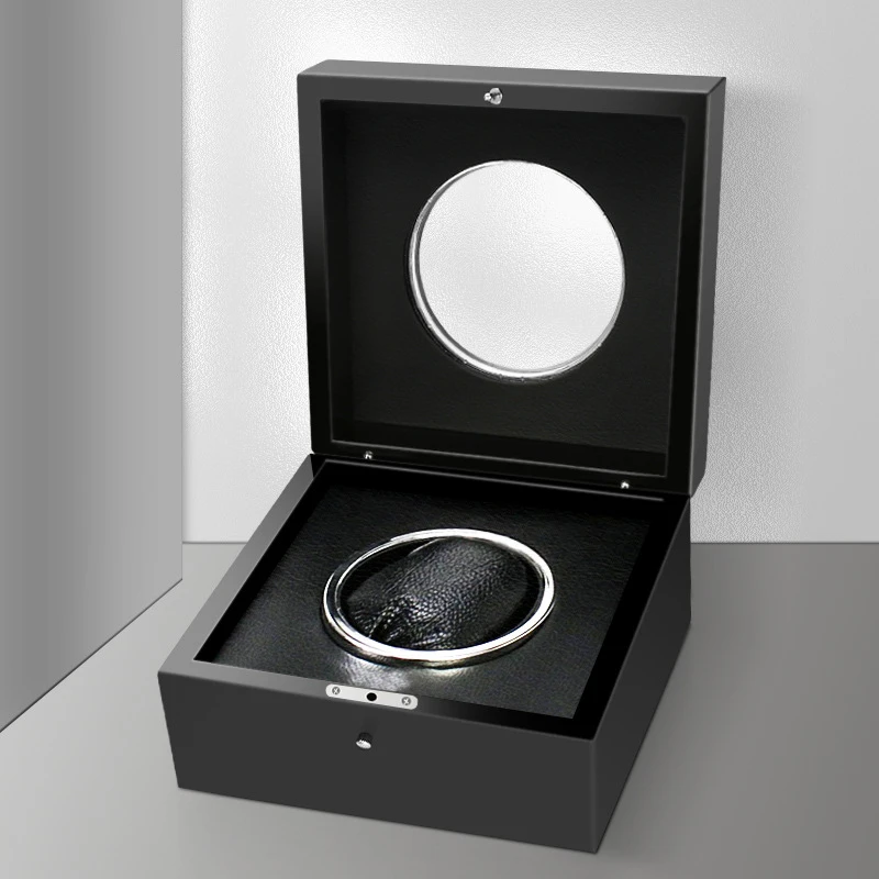 Luxury Watch Storage Box Handmade Black Lacquer PU Watch Bag Jewelry Boxes Acrylic Skylight Ring Storage Box Display Cabinet