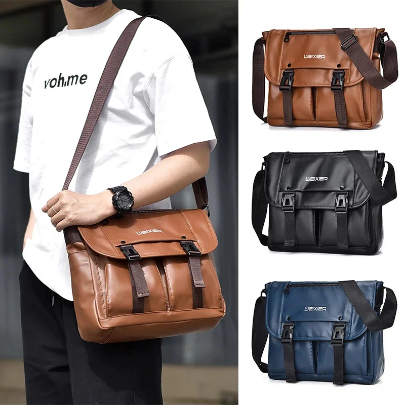 

Men'S Messenger Shoulder Bag Briefcase PU Leather Crossbody Designer Porter Side Pouch Essentials Cross Male Office Husband