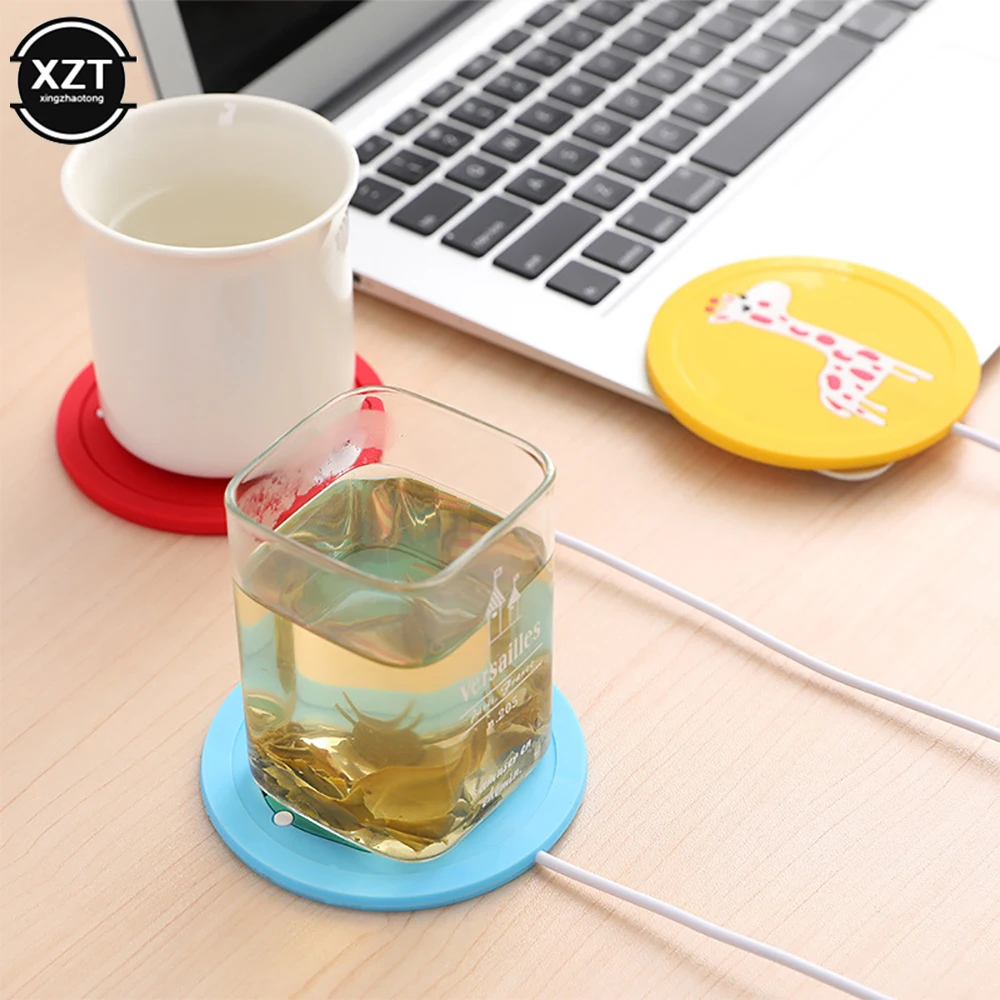 USB Power Suply Tea Coffee Cup Mug Warmer Heating Cup Mat Pad Coasters for Office Gadget Cartoon Original Wood Grain Mug Pad