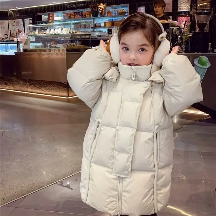 여자 패딩 다운 재킷 겨울 어린이 두꺼운 따뜻한 면 의류 코트 안감 플러시 후드 겉옷 콜드 파카 스노우 슈트 C04