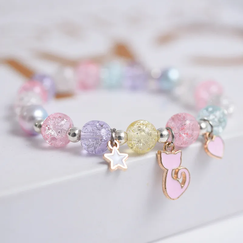 Neue Mond Sterne Bunte Kristall Perlen Armband Für Frauen Böhmischen Kaninchen Katze Tier Handgemachte Elastische Seil Mode Schmuck – Detail 3
