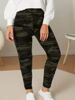 CUHAKCI Women's Plus Size Super Elastic Leggings Military Green Camouflage Soft Sports Outerwear Tight Cropped Pants - Image 3