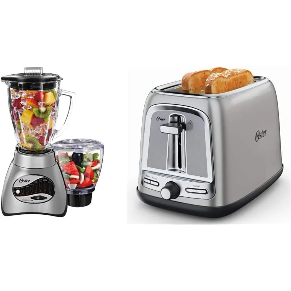 Core 16-Speed Blender with Glass Jar, Black, 006878 +  2-Slice Toaster with Advanced Toast Technology, Stainless Steel