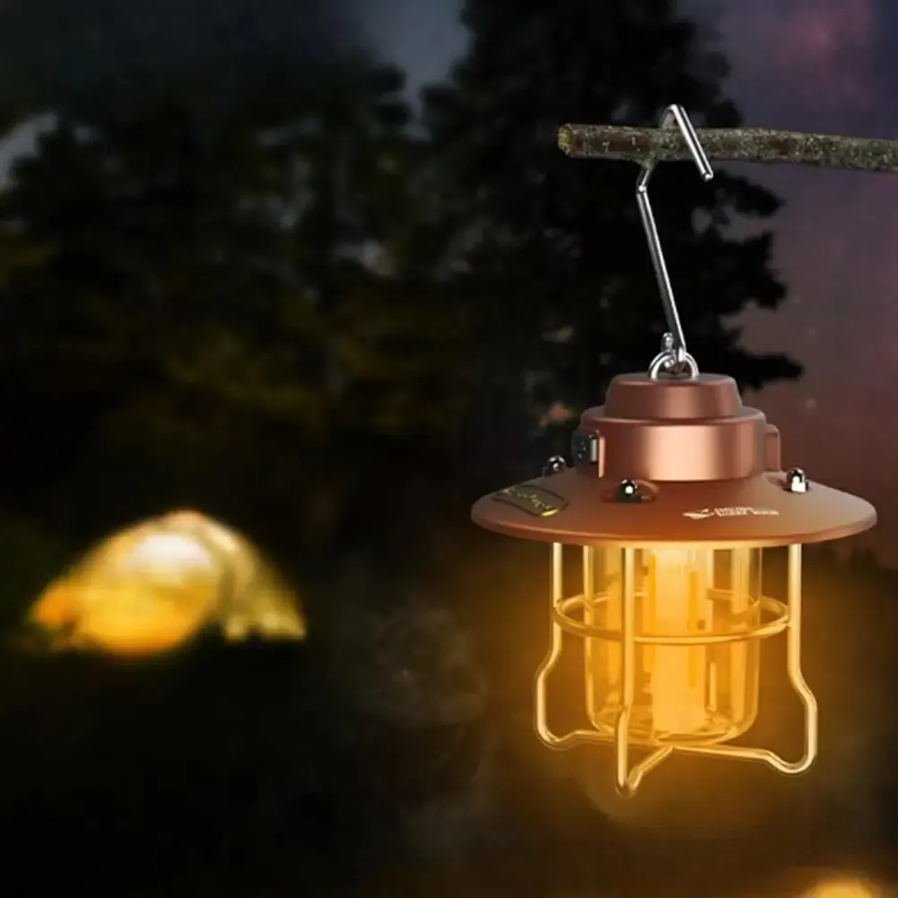 

Portable Outdoor Retro Camping Lights 3-Levels Dimming High Brightness Hanging Lights With Hooks Camping Lantern Emergency Lamp