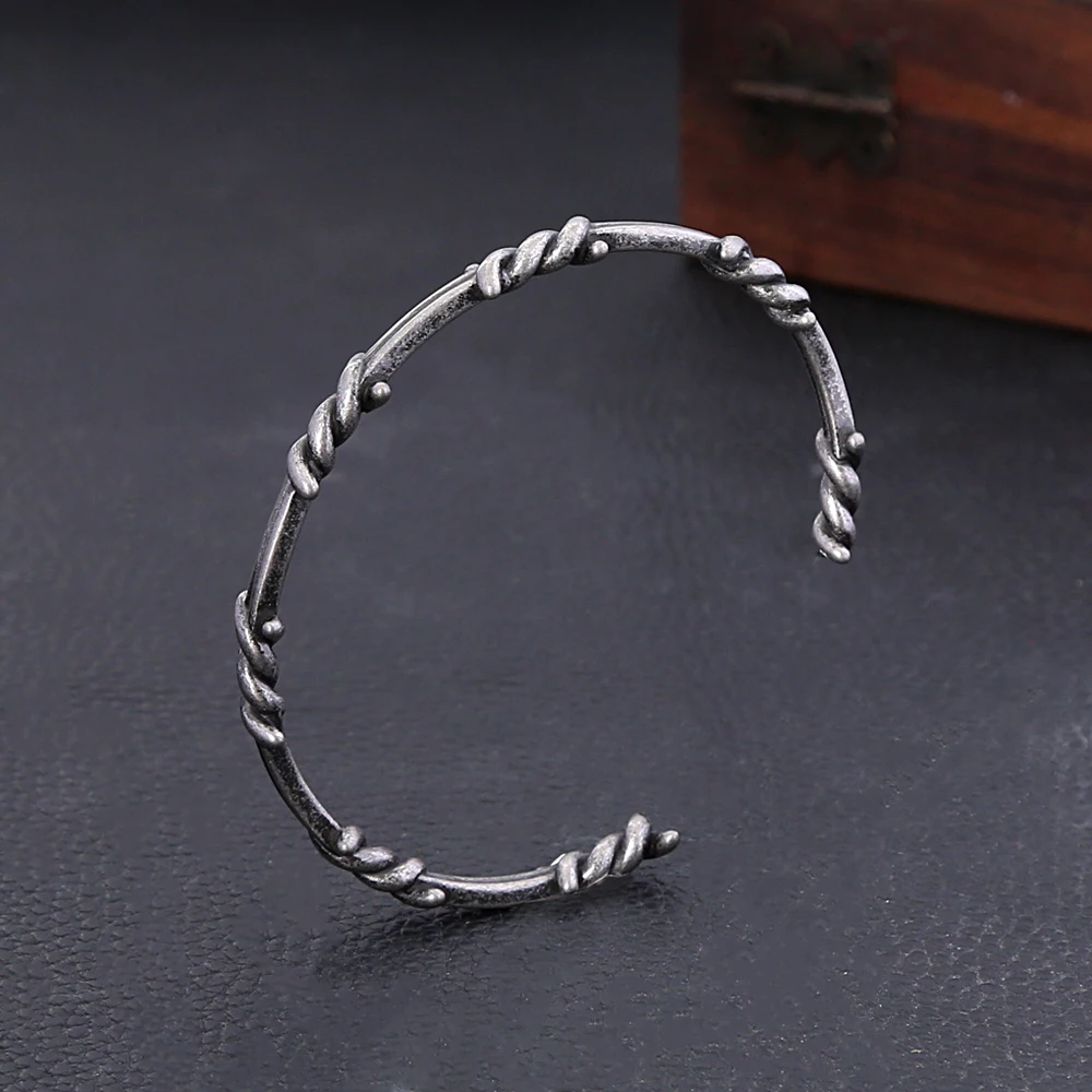 Fashion Retro Viking Twisted Thorn Bracelet Punk Simple Stainless Steel Open Bracelet Unique Creative Jewelry Gifts Wholesale 3