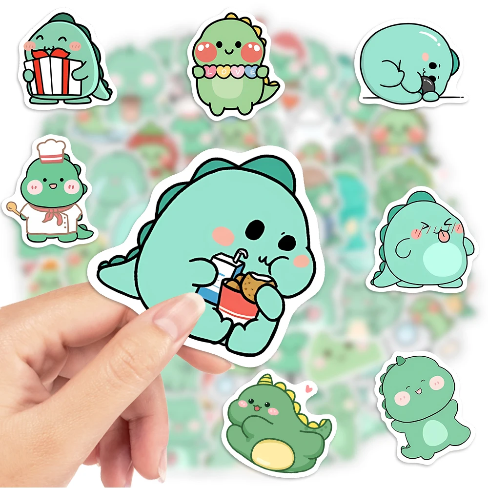 Cartoon Green Dinosaur Stickers Fun DIY Kids Toy Gift Decal for Laptop Phone Scrapbook Luggage Bottles Decorative Waterproof cartoon stickers decorative stickers animal stickers cartoon sticker