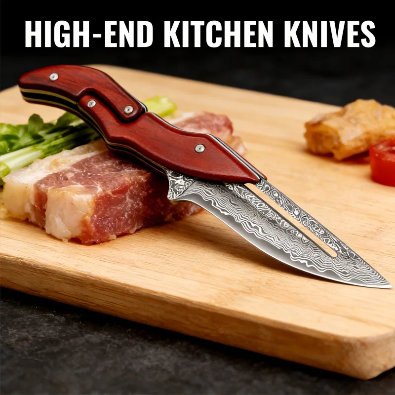 Sharp kitchen knives kitchen cutting tools beautifully designed easy to use equipped with a leather storage bag small in size - 3