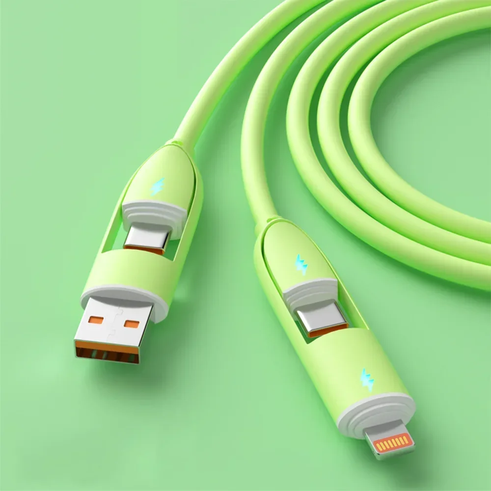 Versatile 4-in-1 Silica Gel Multi-Port Charging Cable