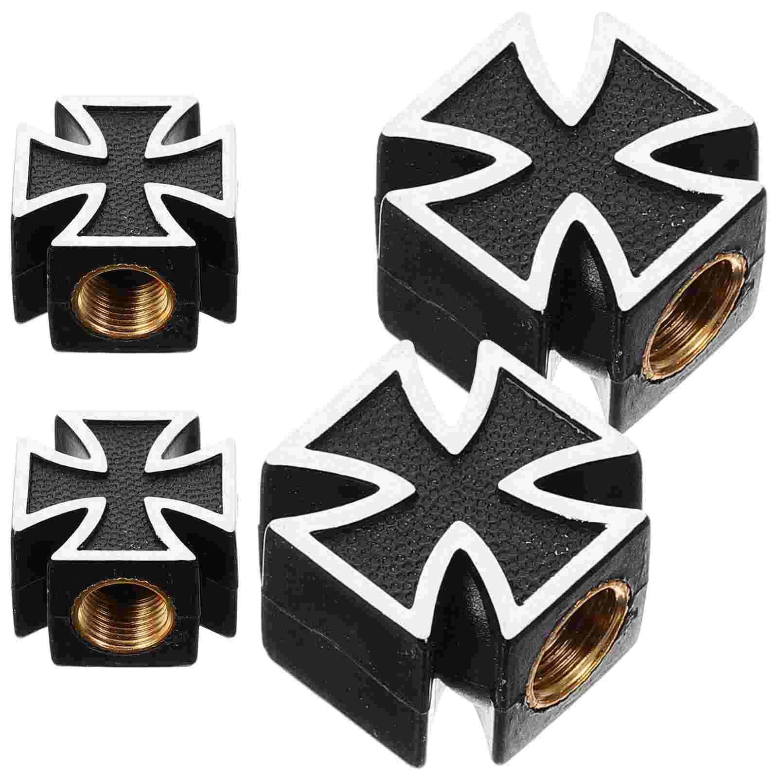 

4 Pcs Cross Valve Cap Truck Tire Caps Dust Covers Automotive Abs Copper Vehicle