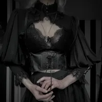 Gothic Lantern Sleeve Smock High Street Sexy Black Winter Long Sleeve Crop Top Aesthetic Fairy  Blusas Mujer De Moda 2022 - Image 3