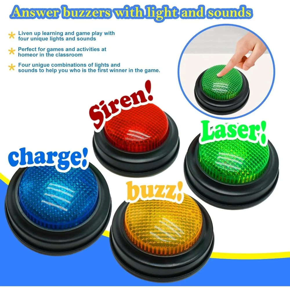 1Set Buzzers for Trivia Games, Answer Buzzers for Classroom, Family Feud Jeopardy Buzzer, Game Show Buzzer Buttons, Party Favors 2